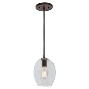 One light grand central Pendant  6" Wide, clear mouth blown glass sophie shade