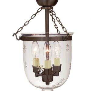 Small semi flush bell jar lantern with star glass