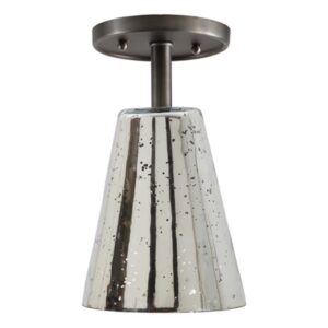 One light grand central ceiling mount oil rubbed bronze finish 7.5" Wide, antique mercury mouth blown glass medium cone shade