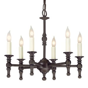 Six light cast brass chandelier