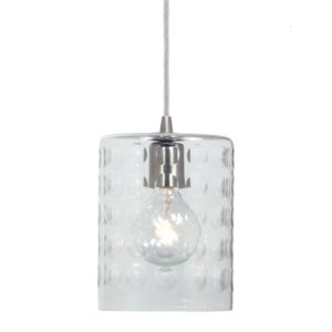 One light grand central Pendant  6" Wide, hammered column mouth blown glass shade