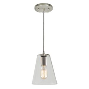 One light grand central Pendant  6" Wide, clear mouth blown glass small cone shade