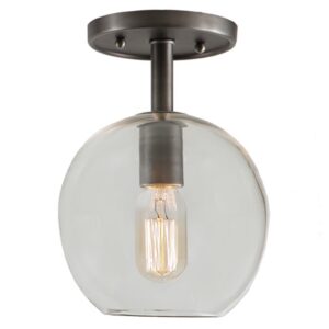 One light grand central ceiling mount  7" Wide, clear mouth blown glass ball shade