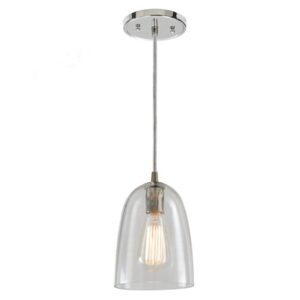 One light grand central Pendant  6" Wide, clear mouth blown glass ramona shade